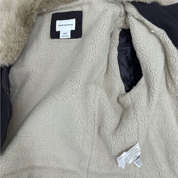 Club Monaco Black Jacket with Cream Faux Fur Collar - Picture 8 of 9